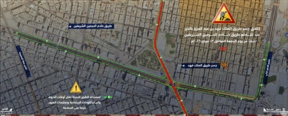 صورة جوية لتقاطع طريق الملك فهد مع طريق خادم الحرمين الشريفين بالخبر