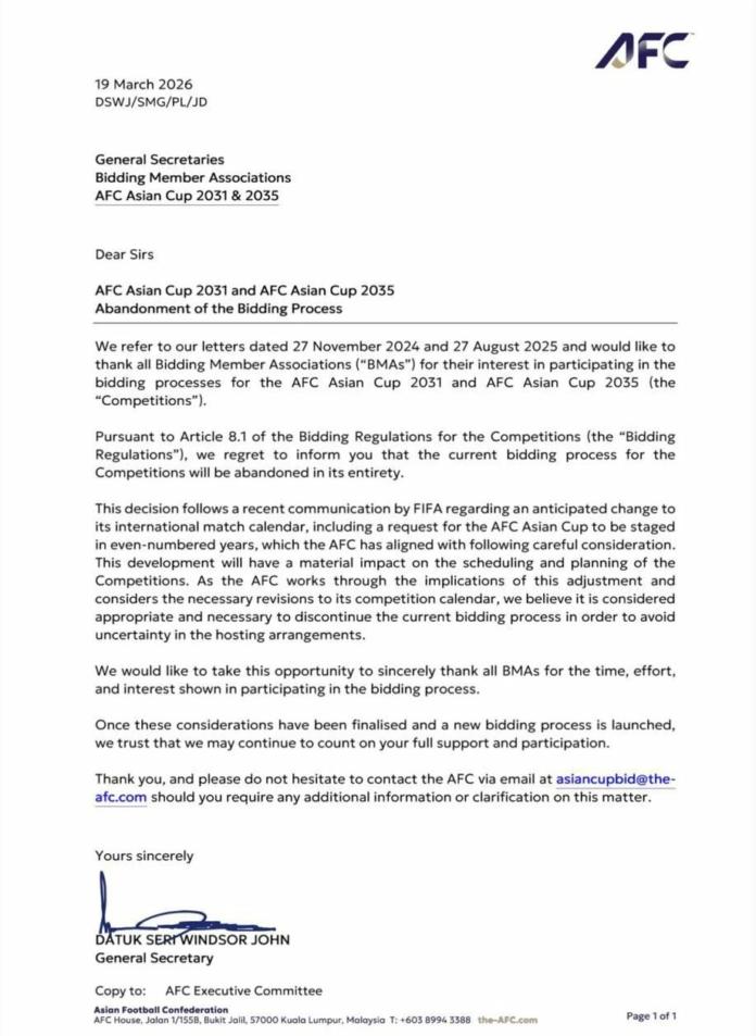 تعديل مواعيد البطولات الآسيوية بطلب رسمي من الفيفا